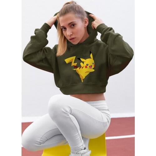 Angemiel Wear Pikachu Green Short Hooded Sweatshirt