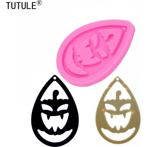 Shiny Halloween fun personality pumpkin earring silicone mold Jewelry keychain epoxy mold Halloween pumpkin Clay polymer mold