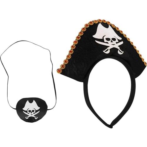 Kids Pirate Headdress Eye Patches Augenklappe Diamond Skeleton Pirate Hat Ornaments Child Mask For Halloween Christmas Party