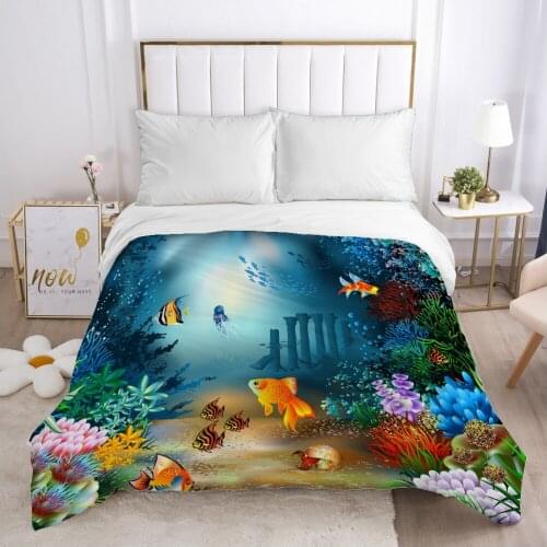 Cartoon Childrens Duvet cover Quilt/Blanket/Comfortable Case Bedding for kids baby boy girls for Home underwater world Goldfish