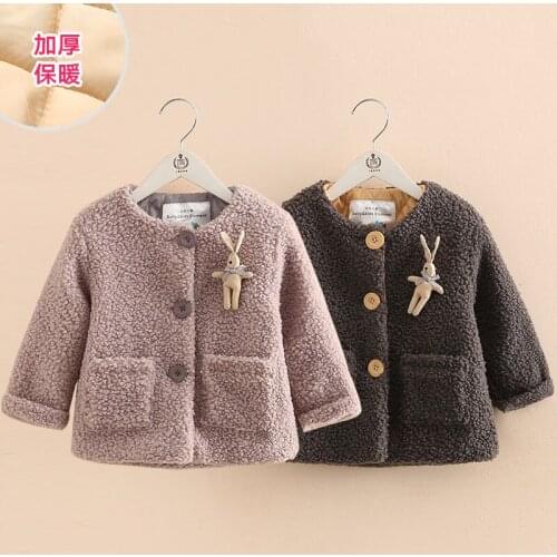 Wool Coats for Kids 2019 Winter New Toddler Girl Cute Wool Jackets Kids Girls Christmas Clothes Toddler Lambswool Fur Coat 2-8Y