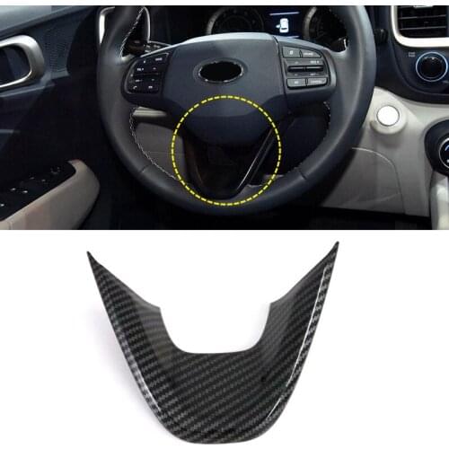 For Hyundai Venue 2019 2020 ABS Carbon Fiber Car Steering Wheel Decoration Cover Trims Frame Stickers Car-Styling Accessories