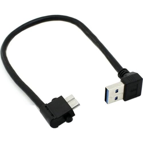 Jimier Micro USB 3.0 10pin Male Right Angled to USB 3.0 A Male Up Angled 90 Degree Cable 20cm for Note3 N9000 N900 S5 i9600