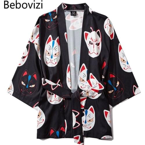 Bebovizi Kimonos 2020 Japanese Style Ukiyo-e Kimono Cardigan Cosplay Shirt Blouse for Women Men Japan Yukata Female Kimono