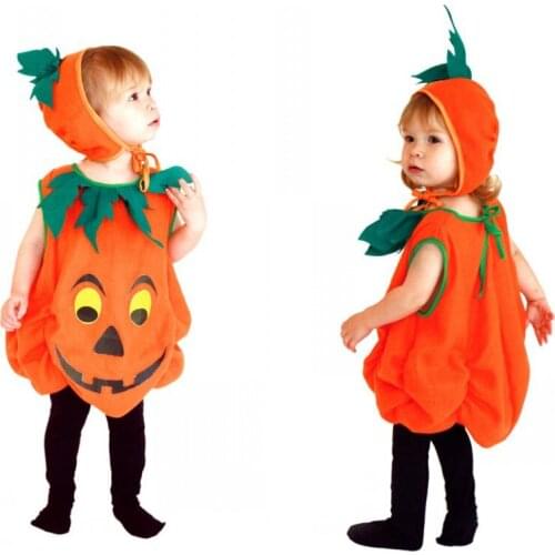 Halloween Pumpkin Costume Body Suit+hat Children Stage Performance Costume Boy/girl Party Clothing 16