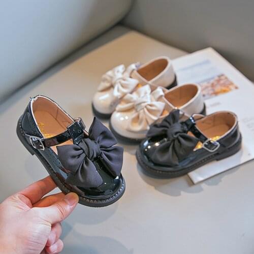 Big Bow-knot Girls Leather Shoes Kids Casual Leather Flats T-strap for Wedding Party Oxfords British Childrens Sneakers Sweet