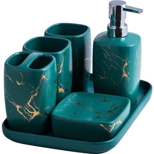 Square White Black Ceramics Five-piece Set Washing Set Bathroom Decoration Marriage Gift Mouth Cup Set Bathroom Accessories