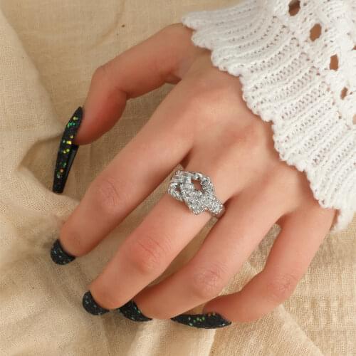 MANGOSKY For Women Party Gifts Fashion Two Circles Intersect Design Ring
