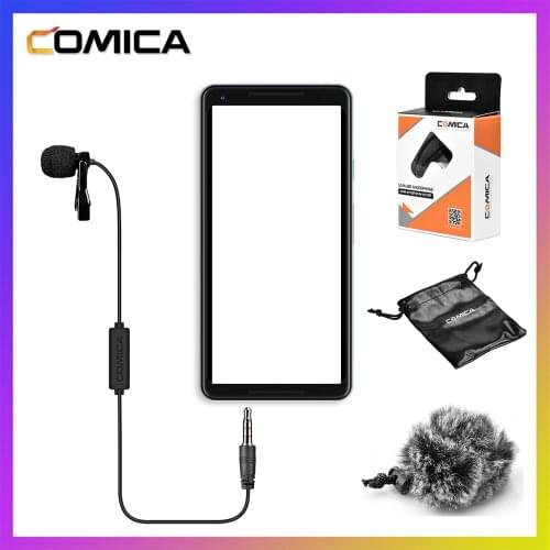 COMICA CVM-V01SP Clip-on Omnidirectional Condenser Lavalier Lapel Microphone for 3.5mm TRRS Smartphones Video Recording