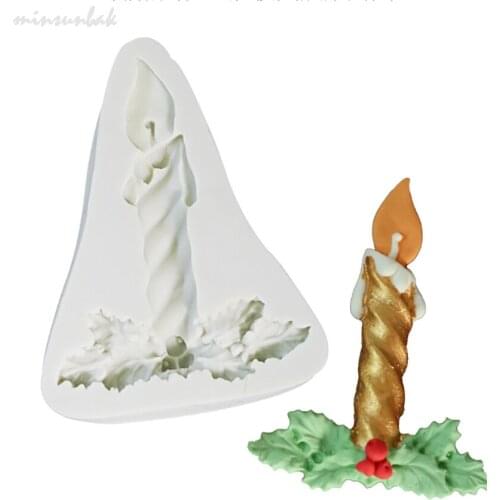 Minsunbak Christmas Candle Pattern Chocolate Silicone Mold Christmas Fondant Cake Decoration Tools Kitchen Accessories