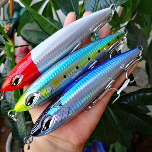 Noeby 3pcs/lot sea fishing lure stickbait NBL9494 pencil lure top water 160mm 58g GT popper fishing saltwater stick bait