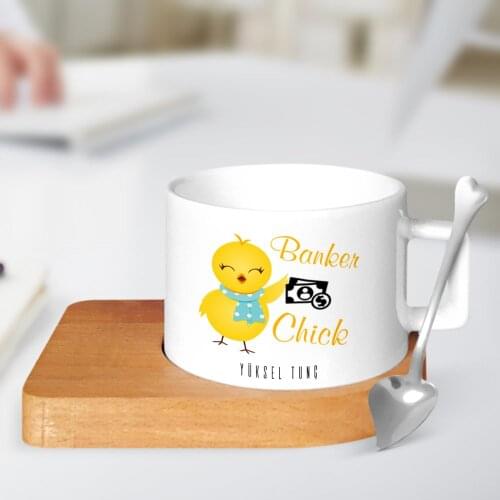 Personalized Professional Banker Wood Altlıklı Ceramic Cup-2