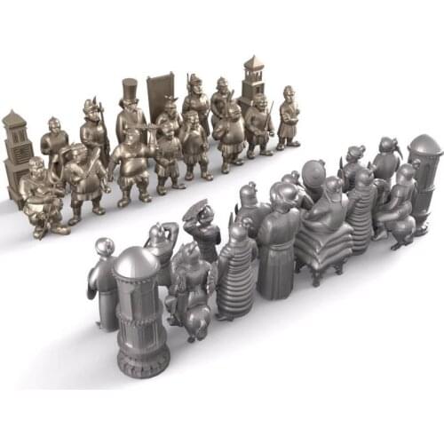 Personalized chess 3D model for 4 axis circular diagram 3D carved sculpture cnc machine in STL file