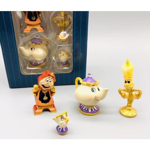 4PCS/lot 2-4CM Disney boxed beauty and beast candlestick lumia ornaments hand-made cartoon ornaments collection ornaments