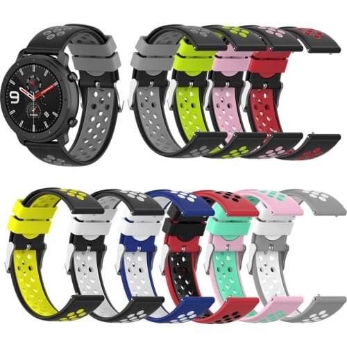 Silicone Bicolor Watchband 20mm for Garmin Vivoactive3/Vivomove HR Sport/Forerunner245 645 Watch Strap for Ticwatch 2/E/C2 Watch