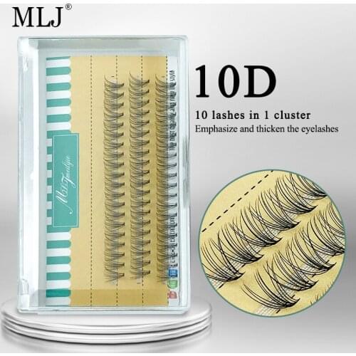 MLJ Eyelashes 10D Hot Melt Dove Tail Lash Black Individual Cluster Eyelash Makeup Sets Natrual False Eyelashes Wholesale Items