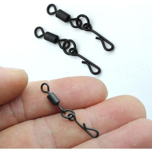 20PCS Micro Carp Fishing Swivels Kwik Change Flexi Ring Rolling Swivels Hook Clips Rolling Hook Ring Swivels Fishing Accessories