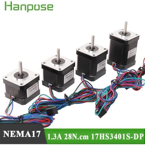 Free Shiping Nema17 Stepper Motor 42BYGH 1.3A 4-lead 17HS3401S/4401S/6401S motor For 3D printer CNC milling machine