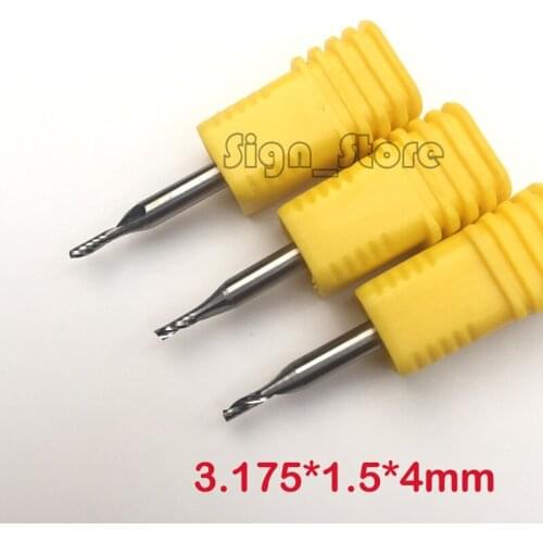 5pc Tungsten Solide Carbide Single Flute Sprial Bits Left Hand Down Cutter Tool CNC Router Cutting Bit 3.175mm CED 1.5mm CEL 4mm