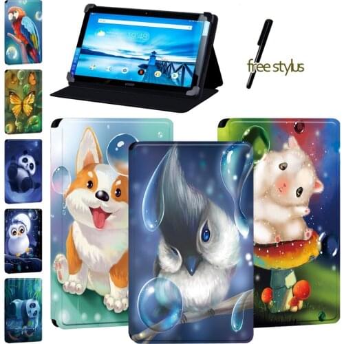 Protective Case for Lenovo Smart Tab P10 10.1/Lenovo Tab P10 - Leather Stand Shockproof Cute Animal Series Tablet Case + Pen