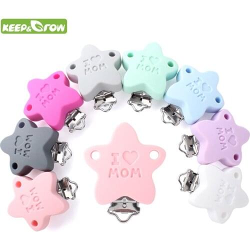 KEEP&GROW Baby Pacifier Clips Soother Teether Anti Fall Nipple Clips Star Shape Silicone Holder Saliva Towel Clamp Safety Holes