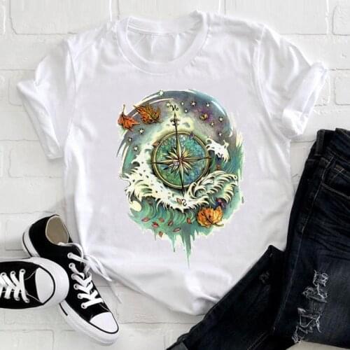 Women Clothing Watercolor Vintage Aesthetic 90s Fashion Short Sleeve Summer Clothes Print Tshirt Female Tee Top Graphic T-shirt