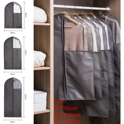 1PC Anti Dust Cover Non Woven Fabric Storage Bag Transparent Window Wardrobe Organizer Coat Suit Protect Wrap Garment Home