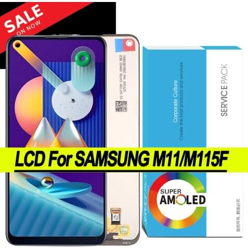 100% Original 6.4" Super Amoled Display for SAMSUNG Galaxy M11 SM-M115 M115F Full LCD Display Touch Screen Repair Parts