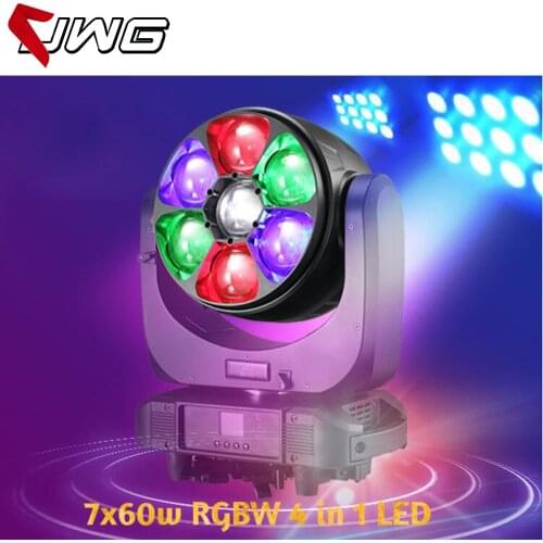 4pcs/lot LED 7X60W Big Bee Eye Moving Head Light Pixel LED 500W Zoom Wash Movinghead Light for Professional Entertainment