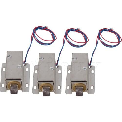 3 x Silver 12V Solenoid Electric Control Lock TFS-A21 for Cabinet Drawer