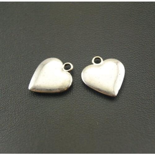 5Pcs Silver Color Puff Love Heart Charms Jewelry Making DIY Handmade Craft A1081