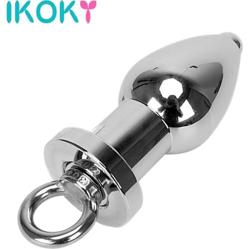 IKOKY Anal Cleaning Anal Plug Ring Handheld Gay Enema Erotic Toys Butt Plug Sex Toys for Men Women Stainless Steel
