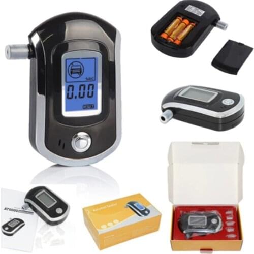 AT6000 Alcohol Tester Digital Alcohol Detector Breathalyzer Police Alcotester Backlight Display with box and manual freeshipping