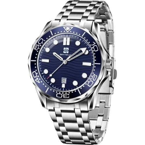 BEN NEVIS Stainless Steel Watch Man Design Wristwatch Quartz Watch For Men Date Luminous Waterproof Male Clock with Tool Box New