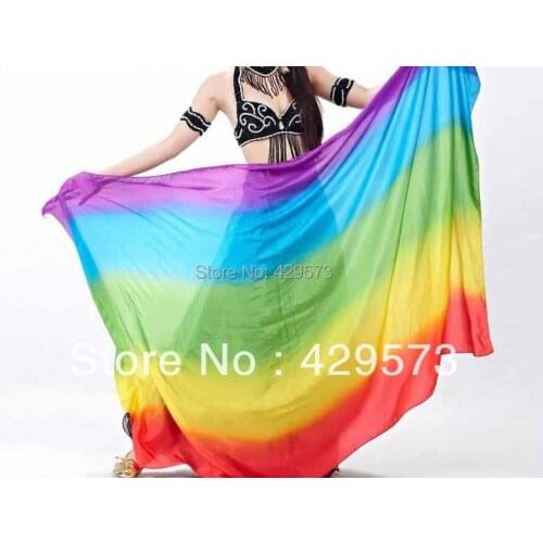 Free-shipping beautiful RainBow color 100% real Silk Veil