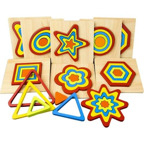 Colorful Wooden Toys 3D Puzzle Tangram Baby Handheld Jigsaw Puzzles Kids Magination Intellectual Play Training Educatonal Toys