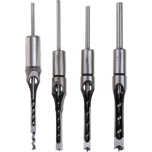 Woodworking Drill Square Hole Bit Chisel Mortising Kit Mortise Tenon Wood Tool Machine Hole Drill