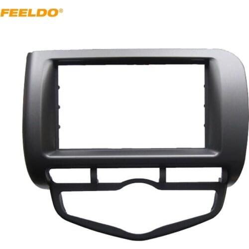 FEELDO Car Radio Fascia Frame For Honda Fit Jazz 2002-2008 (Auto AC,RHD) Stereo DVD 2Din Dash Mount Installation Face Frame Kit