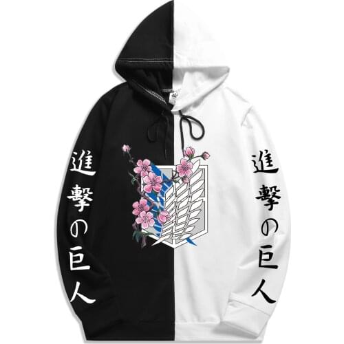 Hot sale 2021 Attack on Titan Mens patchwork Hoodie Hip Hop Streetwear Pullover Jumper Sweatshirts Tops hoodies