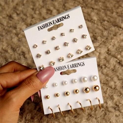 IFMIA 2020 New Fashion Crystal Pearl Earrings Set For Women Bohemian Earrings Personality Party Jewelry Brincos DIY Jewelry Gift