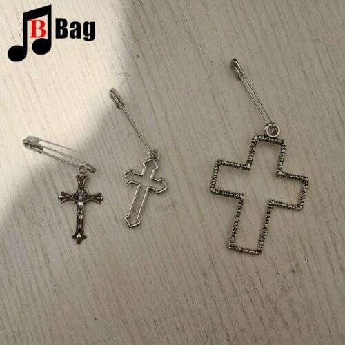 Personalized customization DIY Minimalist Retro Punk Pins Cross moon sun Brooch Women Man Hip Hop Coat Brooch bag Accessories