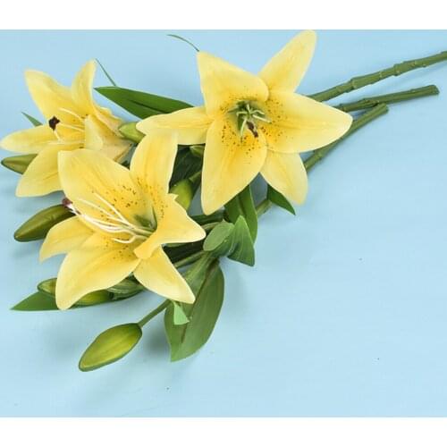 Artificial Tiger Lily Lilies Sticks Wedding Dining Table Latex Decoration For Family Banquet Flower Bouquet
