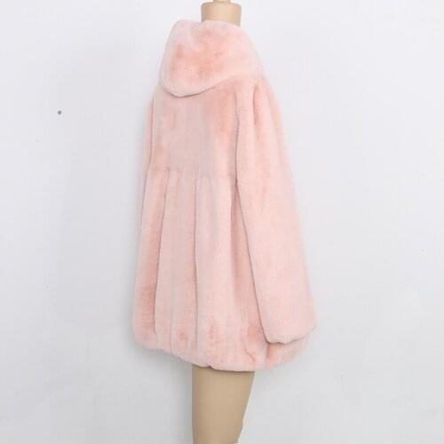 Faux 2020 Fur Coat Female Plus Size Winter Coat Women Red Hooded Coats Womens Jackets Overcoat Chaqueta Mujer KJ292 s 's