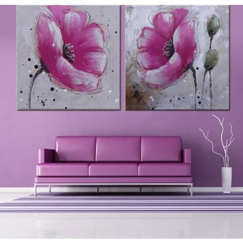 Modern Abstract Floral Canvas Paintings Flower Oil Paintings Artwork For Living Room Wall Decoration 2 Pieces Set Unframed