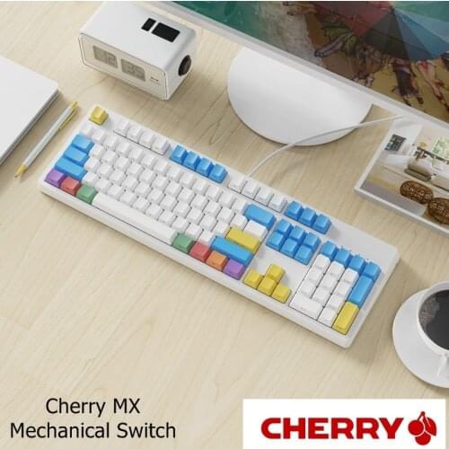 Thick Customizable PBT Keycap Ajazz AK535 USB Wired White Light Mechanical Keyboard CHERRY MX Mechanical Switch