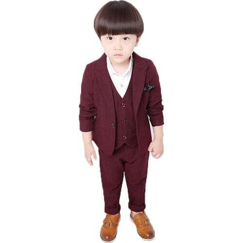 2020 Flower Boy Wedding Formal chorus Dance Show Blazer Suit Kids Jacket Vest Pants 3Pcs Clothing Set Children Tuxedo Costume