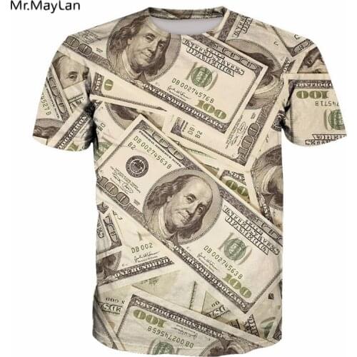 Cool 3D Print US Dollars T-shirt Men/Women Hiphop Street wear Tees Tshirt 2018 T shirt Tops Fashion Clothing 5XL Drop shipping