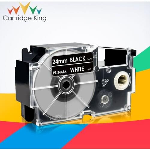 Printer Ribbon XR-24ABK White on Black 24mm Labeling Tape for Casio KL-G2 CWL300 KL430 KL820 KL7000 KL7200 EZ- Serial LabelMaker