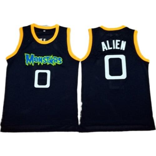 Alien # 0 Movie Basketball Jersey Tune Squad Monstars Dark Blue Stitched