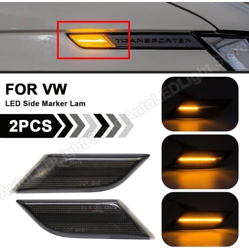 2Pcs For 2020 2021 VW Transporter T6 2020 2021 Dynamic Blinker Indicator LED Side Marker Light Turn Signal Lamp Flashing Light